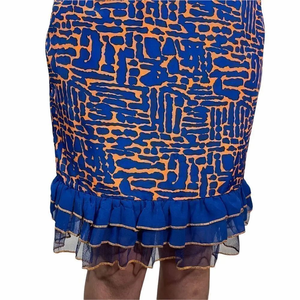 Ever-Pretty Blue and Orange Patterned Midi Dress - Picture 6 of 8